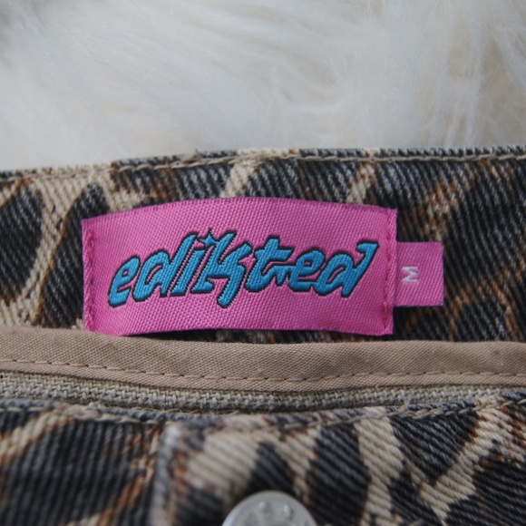 Edikted Animal Print Jeans Cheetah Leopard Print Wide Leg Baggy Jeans Medium - Picture 6 of 9